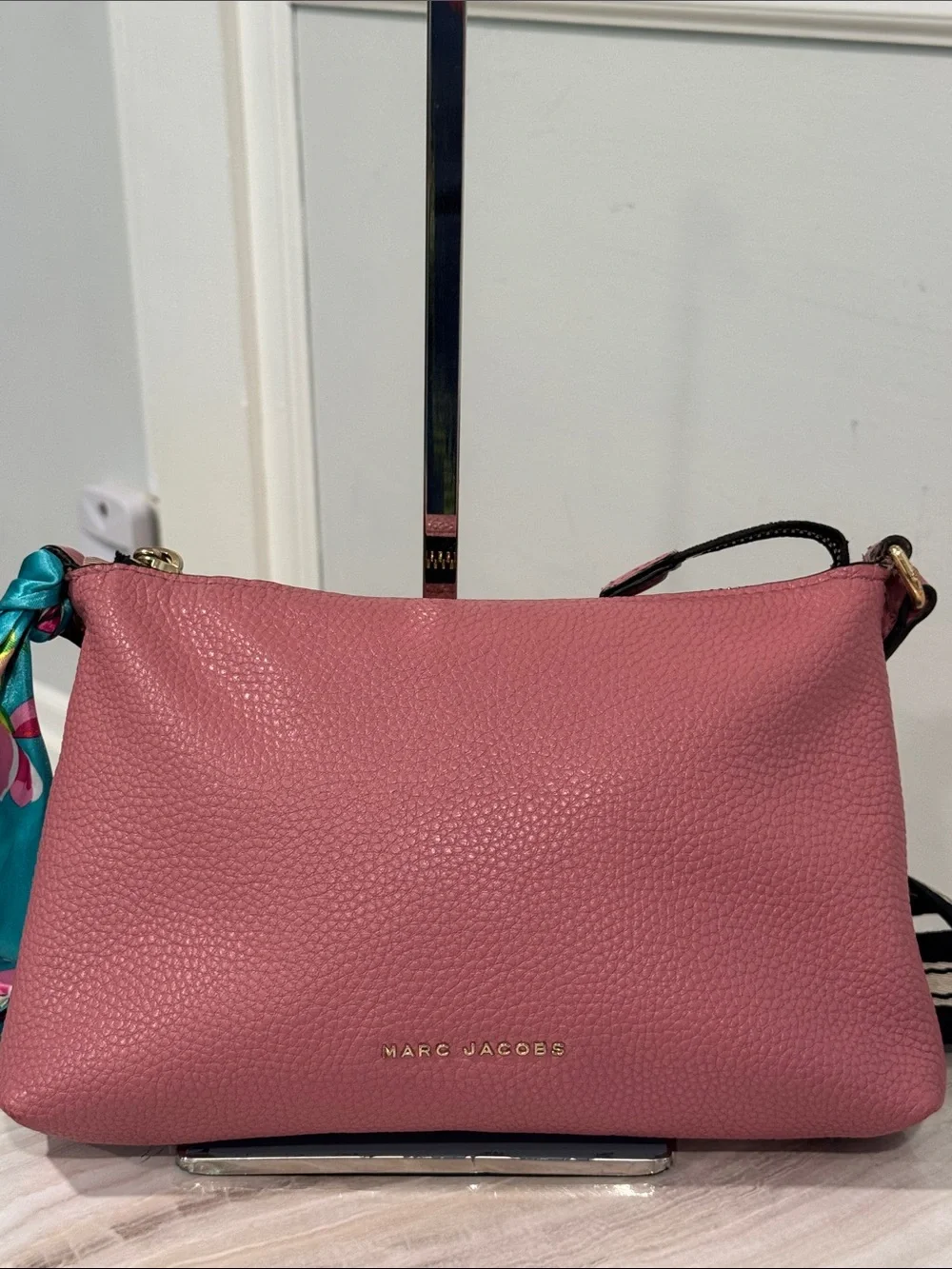 Marc Jacobs Bag The Cosmo Pink Leather Crossbody Striped Strap Bag